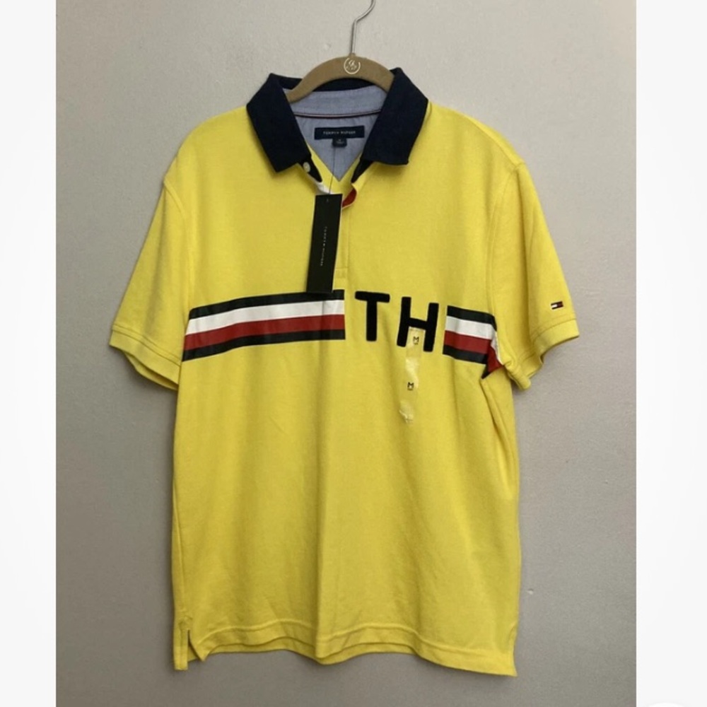 9-8 Tommy Hilfiger Men’s Polo Shirt Yellow Medium Performance NWT